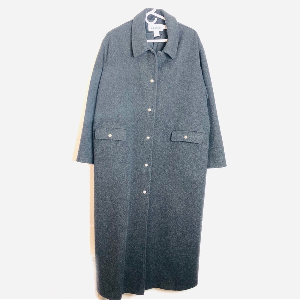 L.L. Bean Long Wool Blend Overcoat in Charcoal Gray